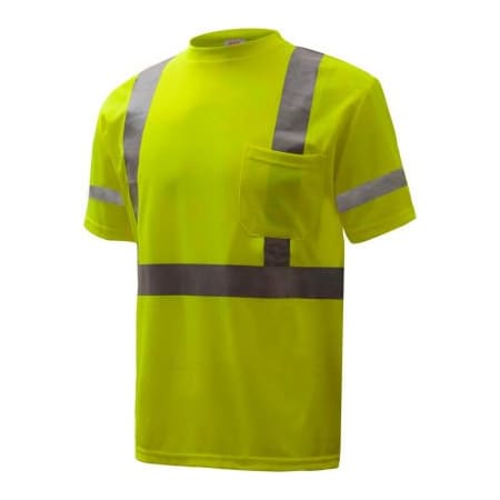 Gss Safety GSS Safety 5007, Class 3, Hi-Viz Moisture Wicking Birdseye Short Sleeve T-Shirt, Lime, 2XL Tall 5007-2XL TALL